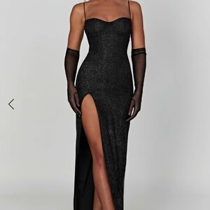 Black Sequin Sweetheart Cocktail Dress